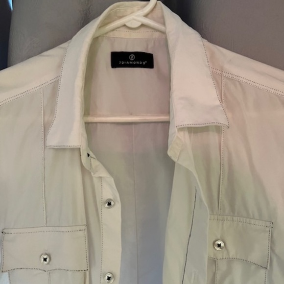7 Diamonds white cotton short sleeve shirt - Picture 2 of 4